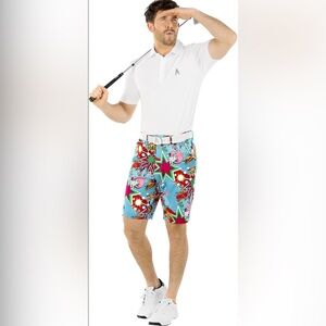 Royal & Awesome Golf Shorts Men’s 30 Comic Graphic Print Pockets NWOT